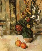 Paul Cezanne Vase a fleurs et pommes oil on canvas